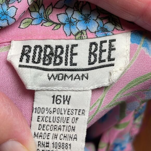 Coquette Blouse, Robbie Bee Floral Top, blue, pink, 16W - Picture 6 of 7